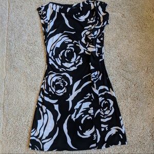 WHBM Stretch Abstract Floral Dress w/ Ruffle